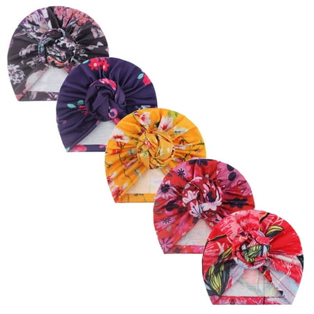 

Relanfenk Baby Hats Toddler Kids Girl Floral Knotted Turban Beanie Headwear Accessories 5PC Hat