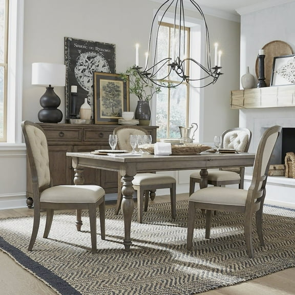 Liberty Furniture Americana Farmhouse Optional 5 Piece Leg Table Set in Dusty Taupe & Black color