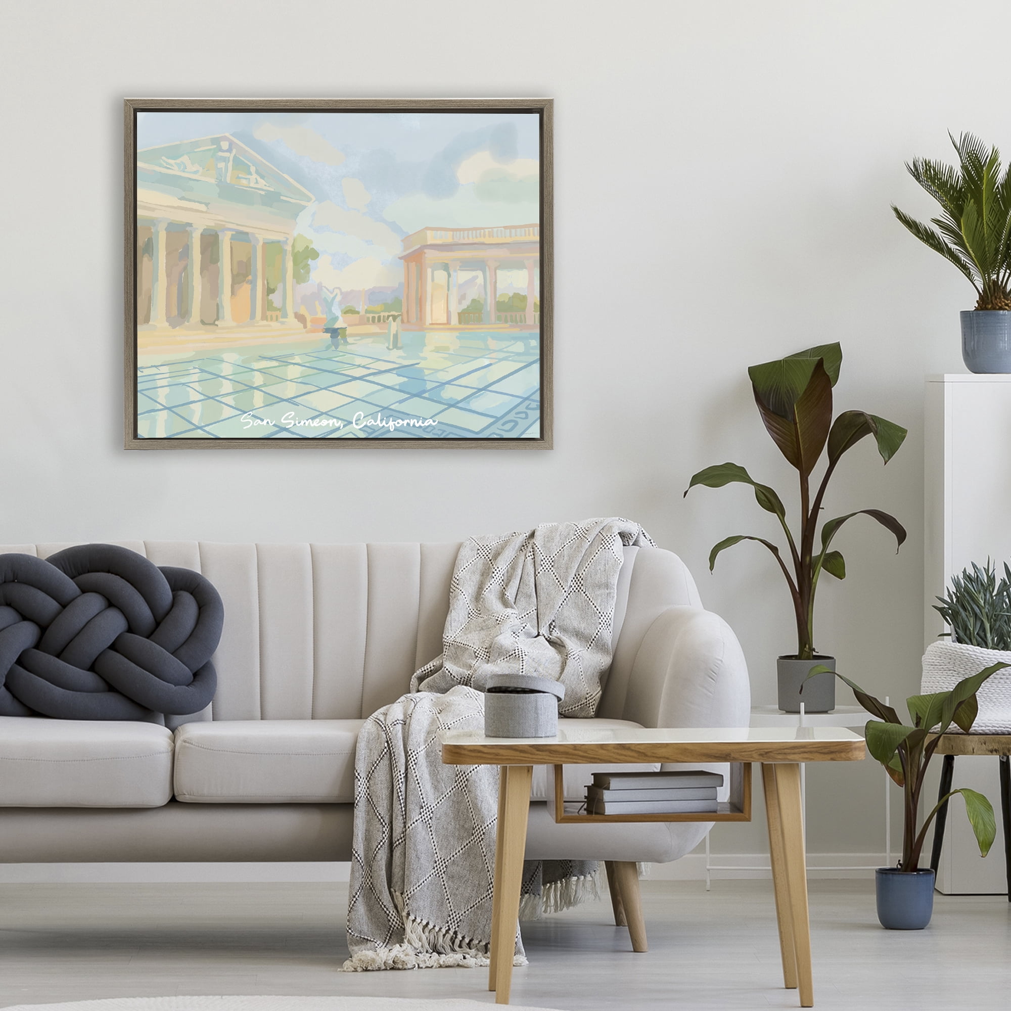 Stupell Industries San Simeon California Brown Framed Floater Canvas Wall Art, design by Amelia Noyes