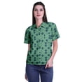 thumbnail image 1 of Moomaya Printed Half Sleeve Shirt For Women Button Down Collar Casual Top, 1 of 6