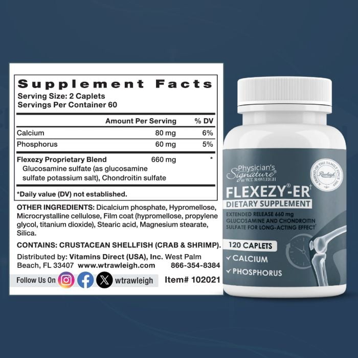 Rawleigh Flexezy-ER with Glucosamine & Chondroitin for Joints & Cartilage Health 120 Count