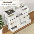 thumbnail image 4 of WALYWIK Dresser TV Stand, 10 Drawer Dresser for Bedroom with Power Outlet, Chest of Drawers, Fabric Dresser for Storage and Organization, White, 4 of 8