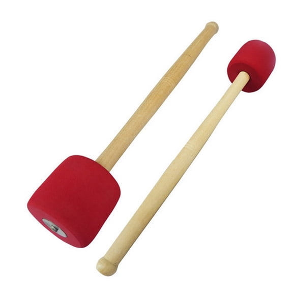 OATIPHO Percussion Mallets Red Wood Handle Thick Rubber for Full Boom