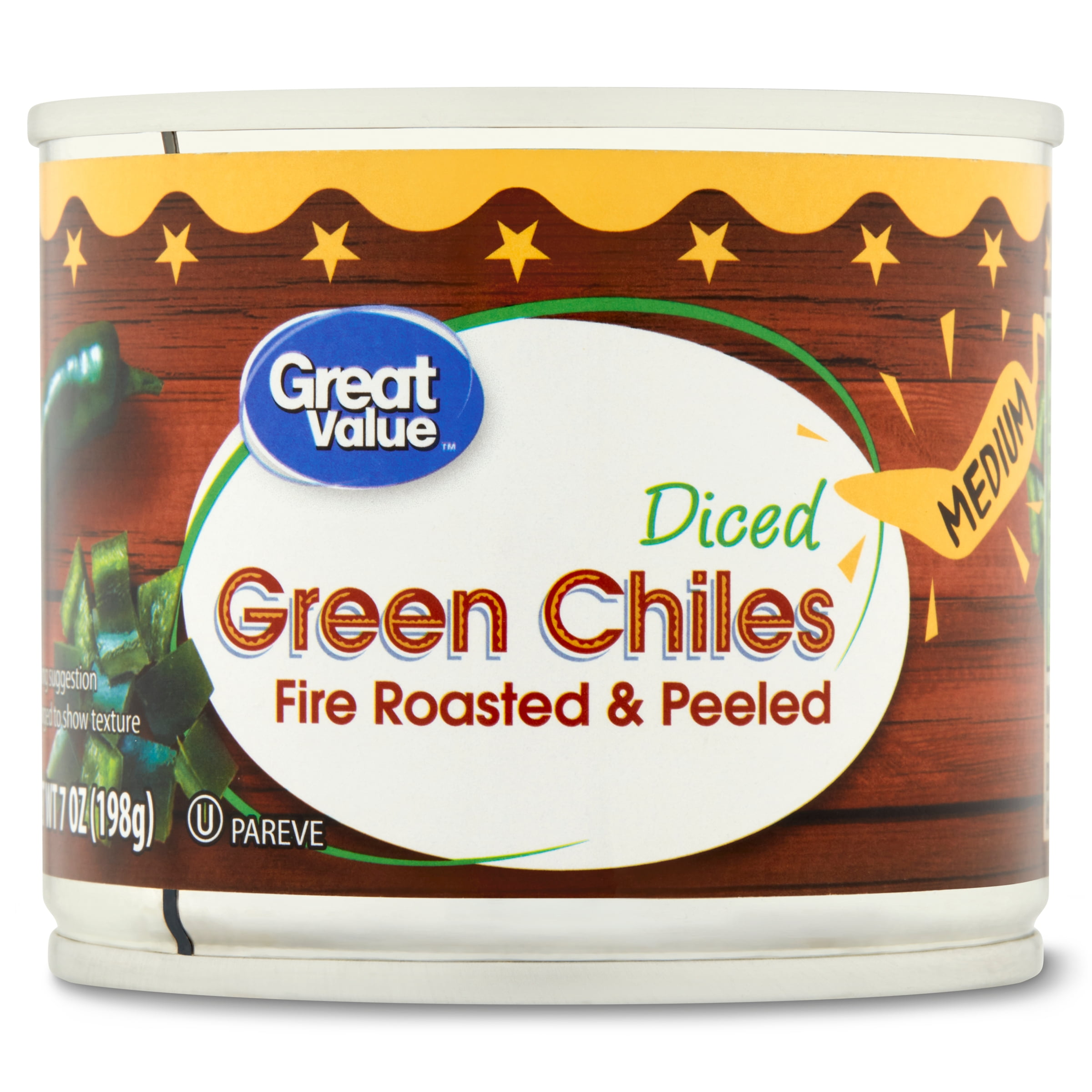 Great Value Canned Medium Diced Green Chiles, 7 oz