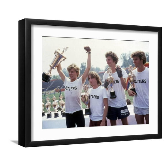 Art.com Breaking Away, Dennis Christopher, Jackie Earle Haley, Daniel Stern, Dennis Quaid, 1979 Photo, Black Frame Wall Art, 21" x 17"