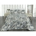 thumbnail image 2 of Ambesonne Geometric Quilted Bedspread Set 3 Pcs, Flowers Classic Grunge, Twin, Slate Brown Pale Grey, 2 of 4