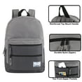 thumbnail image 6 of 17”L Multi Pocket Dual Zipper Backpack with 2 Front Zippered Accessory Pockets and Large Main Compartment for Work, School, Travel and Commute in Charcoal and Gray, 6 of 6