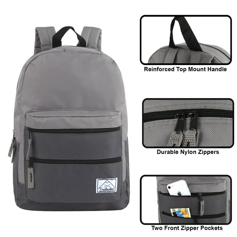 Trail Maker 17”L Backpack with Multi Pockets & Dual Zippers