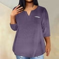thumbnail image 2 of BangWanChi Long Sleeve Shirts for Women Plus Size Clearance Plus Size Tops for Women Summer Sexy V-Neck Blouse Casual Loose Long Sleeve Blouse, 2 of 5