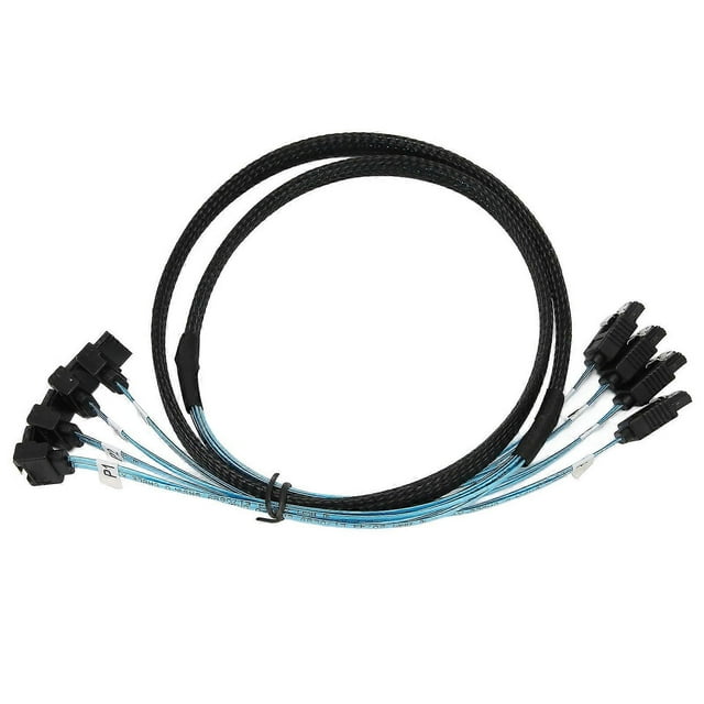 Câble mini SAS 4 SATA vers 4 SATA droit et incurvé 6 Gbit/s, anti-interférence, double blindage, 1 m