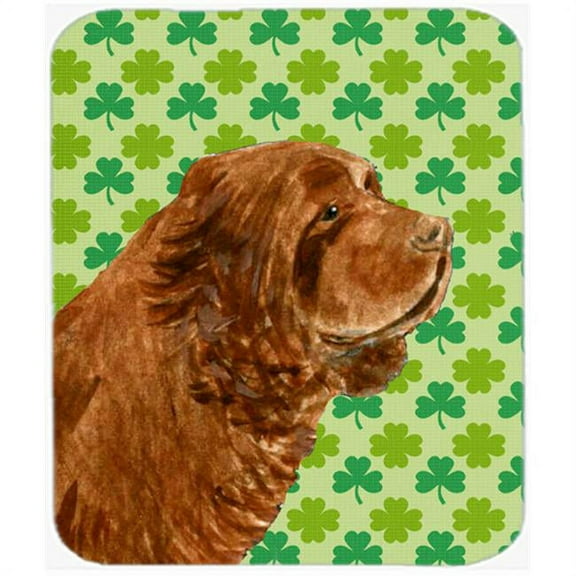Sussex Spaniel St. Patricks Day Shamrock Portrait Mouse Pad, Hot Pad Or Trivet