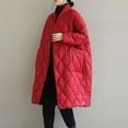 thumbnail image 4 of Women Long Baggy Winter Puffer Coats Collarless Cotton Padded Jacket Button Up Long Sleeve Quilted Outerwear Pockets, 4 of 6