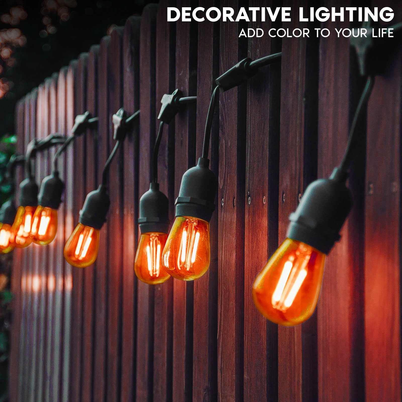 Luxrite S14 Edison LED Orange Light Bulb 0.5W Colored LED Bulbs for Outdoor  String Lights UL Listed E26 Base Pack
