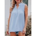 thumbnail image 3 of Women Sleeveless Blouse Ruffles Button V Neck Vest Casual Tops, 3 of 8
