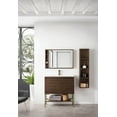 thumbnail image 5 of James Martin Vanities 35.4" Single Vanity, Mid-Century Walnut, Brushed Nickel Base w/ Glossy White Top, 5 of 6