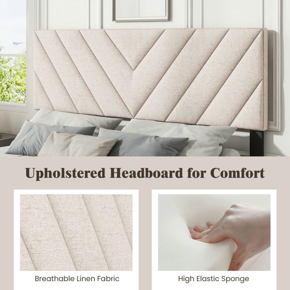 Demifill Linen Upholstered Headboard for Full and Queen Size Bed Frame, Headboard for Bedroom, Beige
