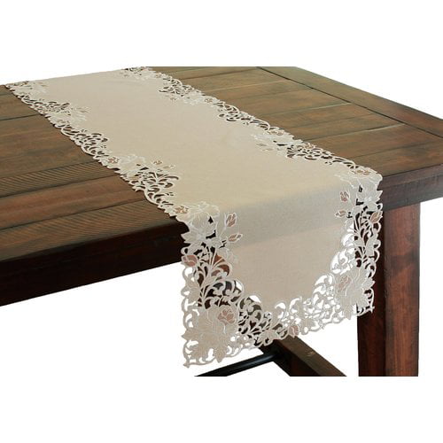 16x36" Embroidered Spring Rose Coffee Tea Table Runner Linen Home Decor 