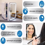 Koolatron Cosmetics Fridge w/ LED Lighted Makeup Mirror 12V 110V, 6L