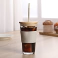 thumbnail image 3 of Mainstays 14.5oz Glass Sipper Beige Glass Cup, 3 of 8