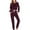 Wine, variant on Women's Cute Outfit Sets Fashion Color Round Neck Long Sleeve Sweatshirt and Tailored Trousers