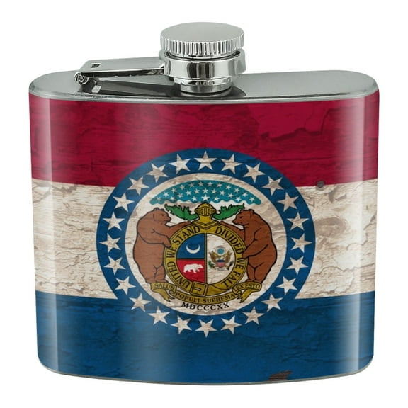 Rustic Missouri State Flag Distressed USA Stainless Steel 5oz Hip Drink Kidney Flask