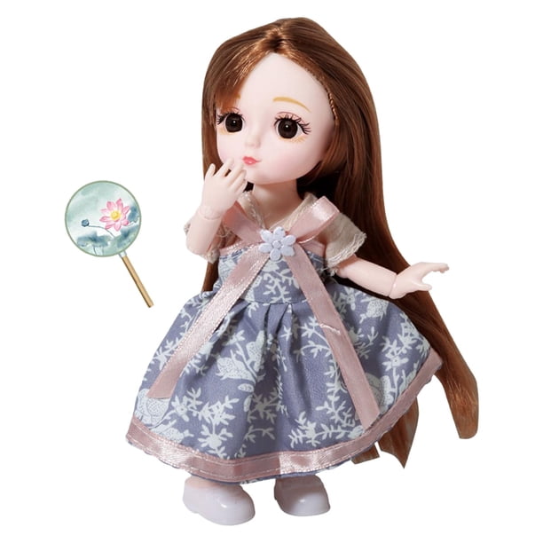 1/12 BJD Doll Pretty Girl Doll con ropa china Han + pelucas de maquillaje facial Estilo 2 Sunnimix Muñeca bjd de 16cm