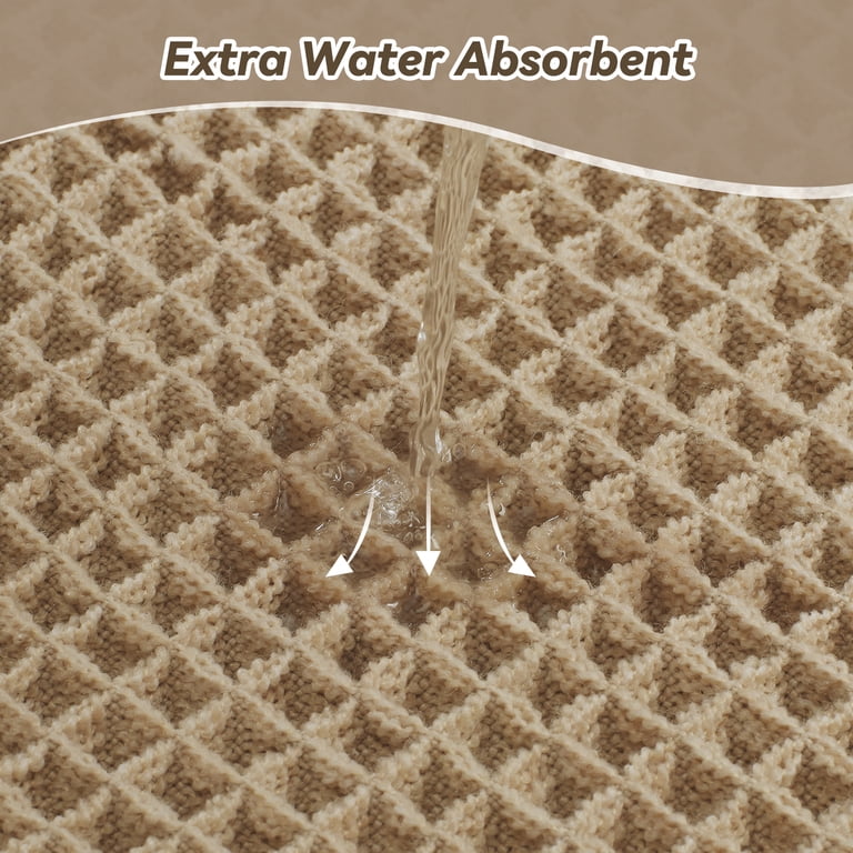 SIXHOME 17x24 Waffle Bath Mat with Tassels, Brown photo 7