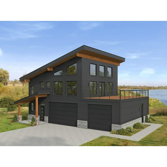 763-3678: Modern Contemporary 2 Bed, 3 Bath Luxury Home Plan, 1669 Sq Ft: Full Blueprints with License to Build by Home Plan Marketplace - Lesuto