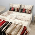 thumbnail image 2 of Ambesonne Western Fitted & Top Sheet Set with Shams, Rustic Wild West Boots Art, Beige Black and Red, 2 of 8