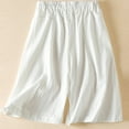 thumbnail image 5 of ALLLIST Shorts Short Wide-Leg White High Solid Trousers Cotton and Linen Comfy Elastic Skorts for Girls 60%Cotton,40%Linen Trousers XL, 5 of 6