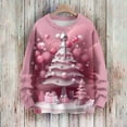 thumbnail image 2 of ZQUUVOU Women's Sweater Casual Round Neck Christmas Printed Long Sleeve Knitted Blouse (Pink,M), 2 of 7