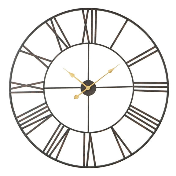 Solange Round Metal Wall Clock - 36" Dark Brown