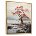 thumbnail image 2 of Designart "Grey Red Minimalism Tree silence II" Minimalism Floater Framed Wall Art Print, 2 of 7