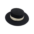 thumbnail image 4 of Unisex Wide Brim Panama Hat, UPF 50+ Sun Protection Straw Hat for Men and Women, Classic Boater Style Beach Vacation Hat for Summer, Outdoor Travel and Sun Shade-Black, 4 of 4