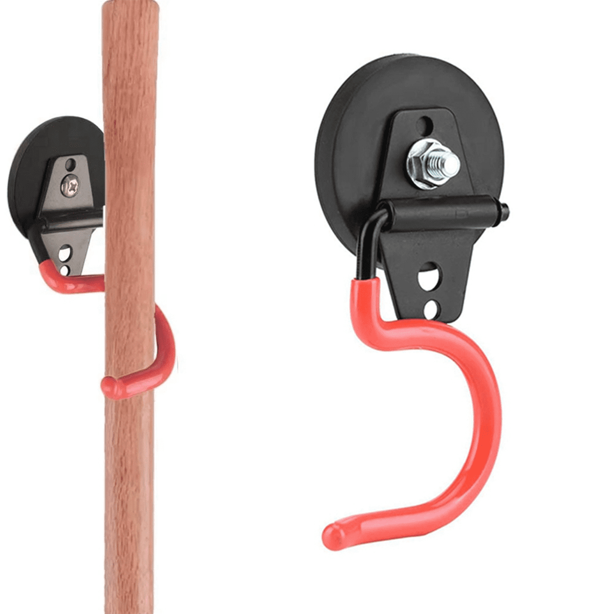 2 Pack Non-Slip Garage Storage Hooks Heavy Duty Strong Iron Magnetic Broom Mop Tool Holder Garden Hoe Holder Orange,2 x Garage Magnet Hooks,Orange