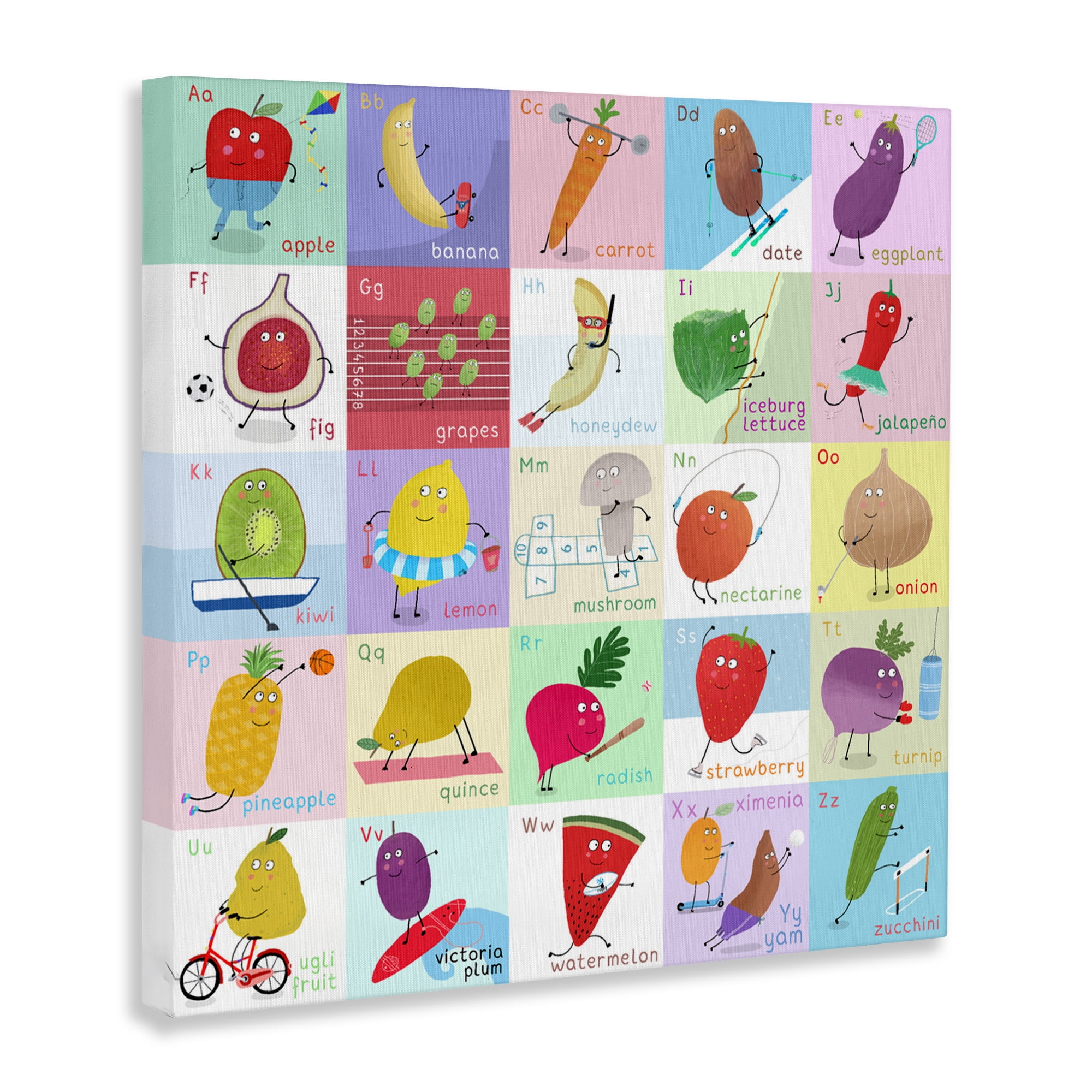 Stupell Industries Sporty Fruit Educational Canvas Wall Art, design by Carla Daly