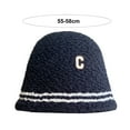 thumbnail image 6 of Women Plush Basin Hat Autumn Winter Striped C Letter Print Bucket Hat Outdoor Thick Warm Fisherman Hat, 6 of 8
