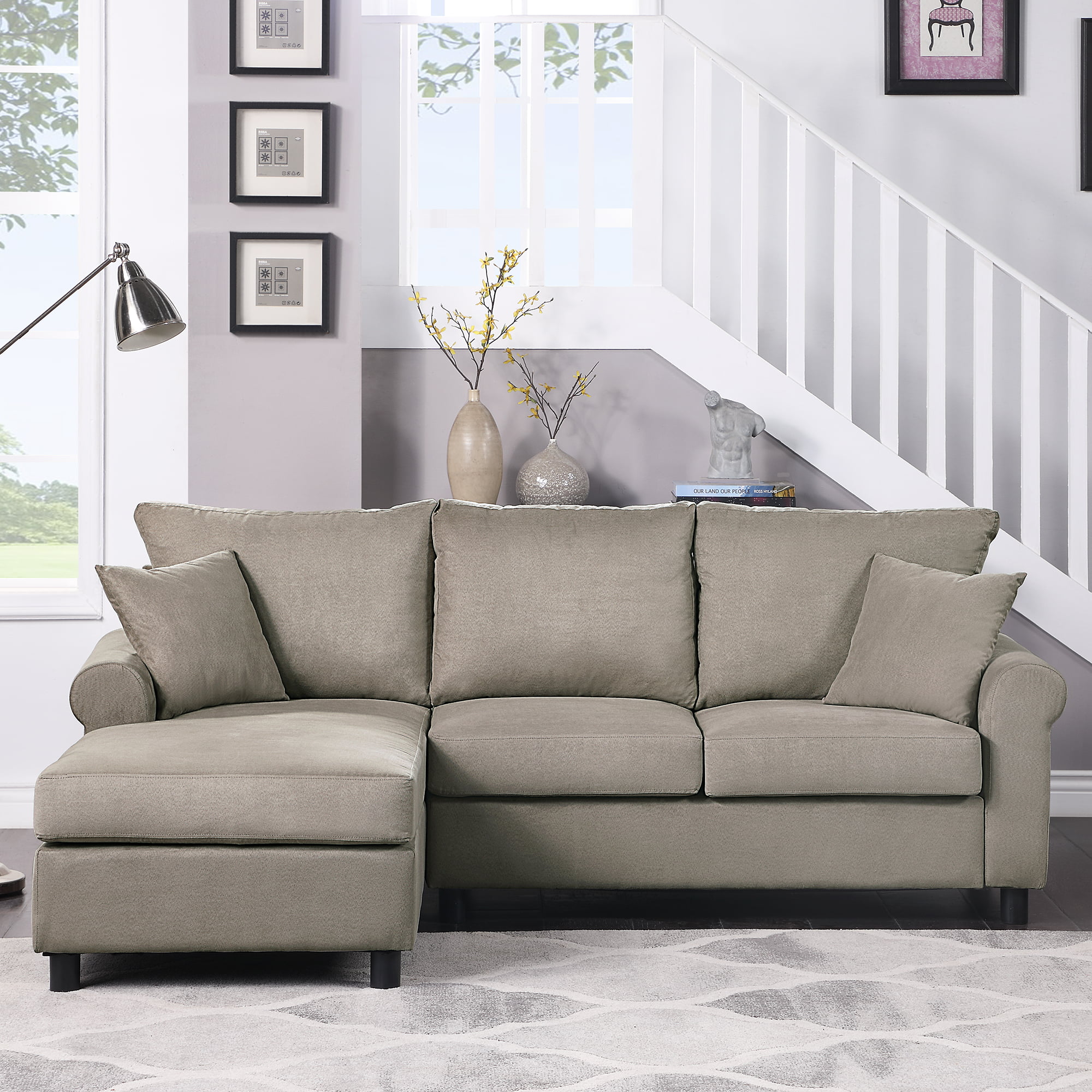 segmart mid century 2 piece sectional sofa sets on sale 35 x 85 x 61 upholstered polyester fabric sectional sofas with chaise lounge loveseat