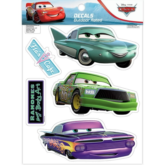Disney Pixar Cars Decals - Set of 5 Chick Hicks Ramone Flo Vinyl Stickers for Car Laptop Computer Kids Water Bottle Outdoor Waterproof