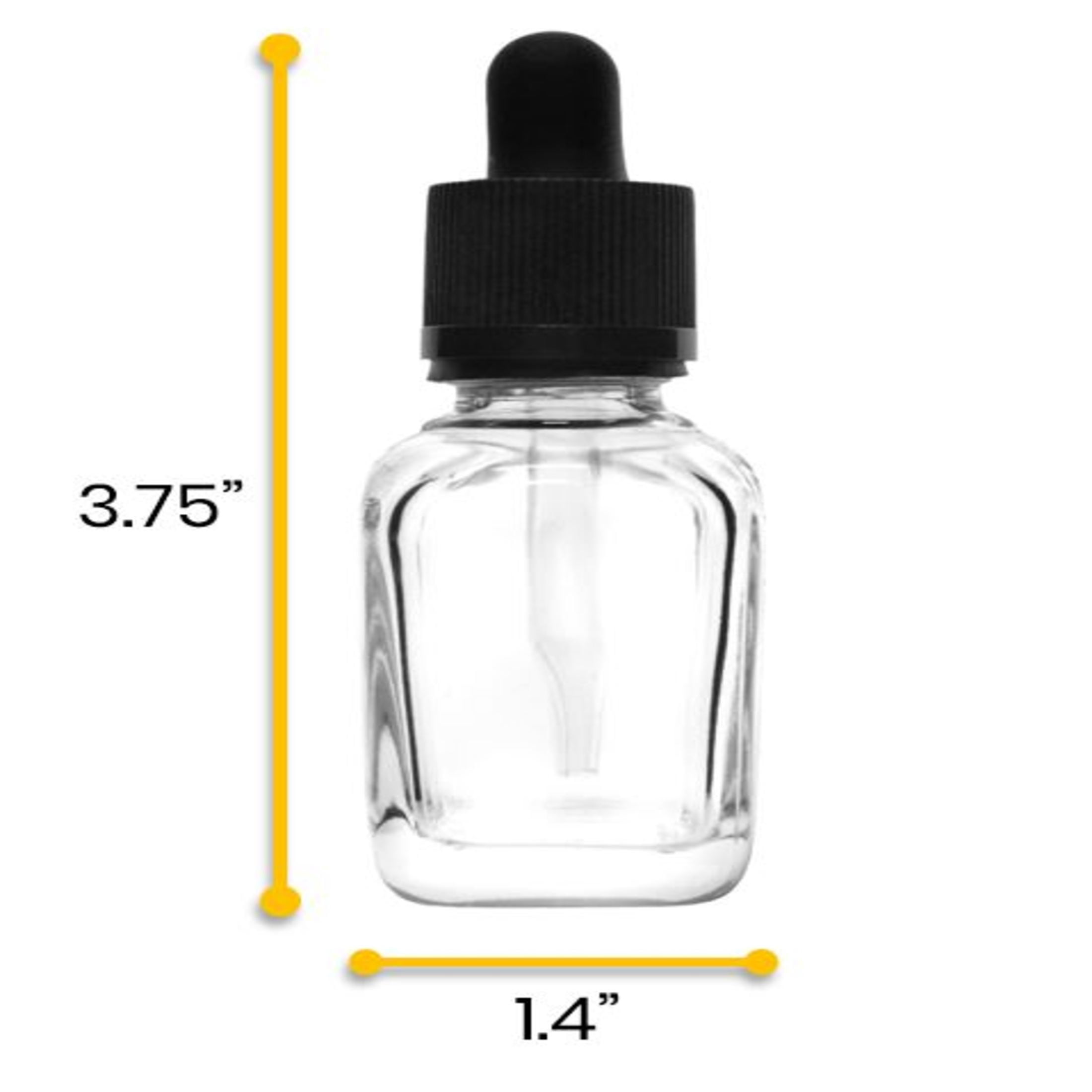 6PK Heavy Duty Barnes Dropping Bottles, 30ml (1oz) - Transparent Soda Glass - 1ml Capacity Glass Dropper - Screw Cap with & Rubber Bulb - Eisco Labs