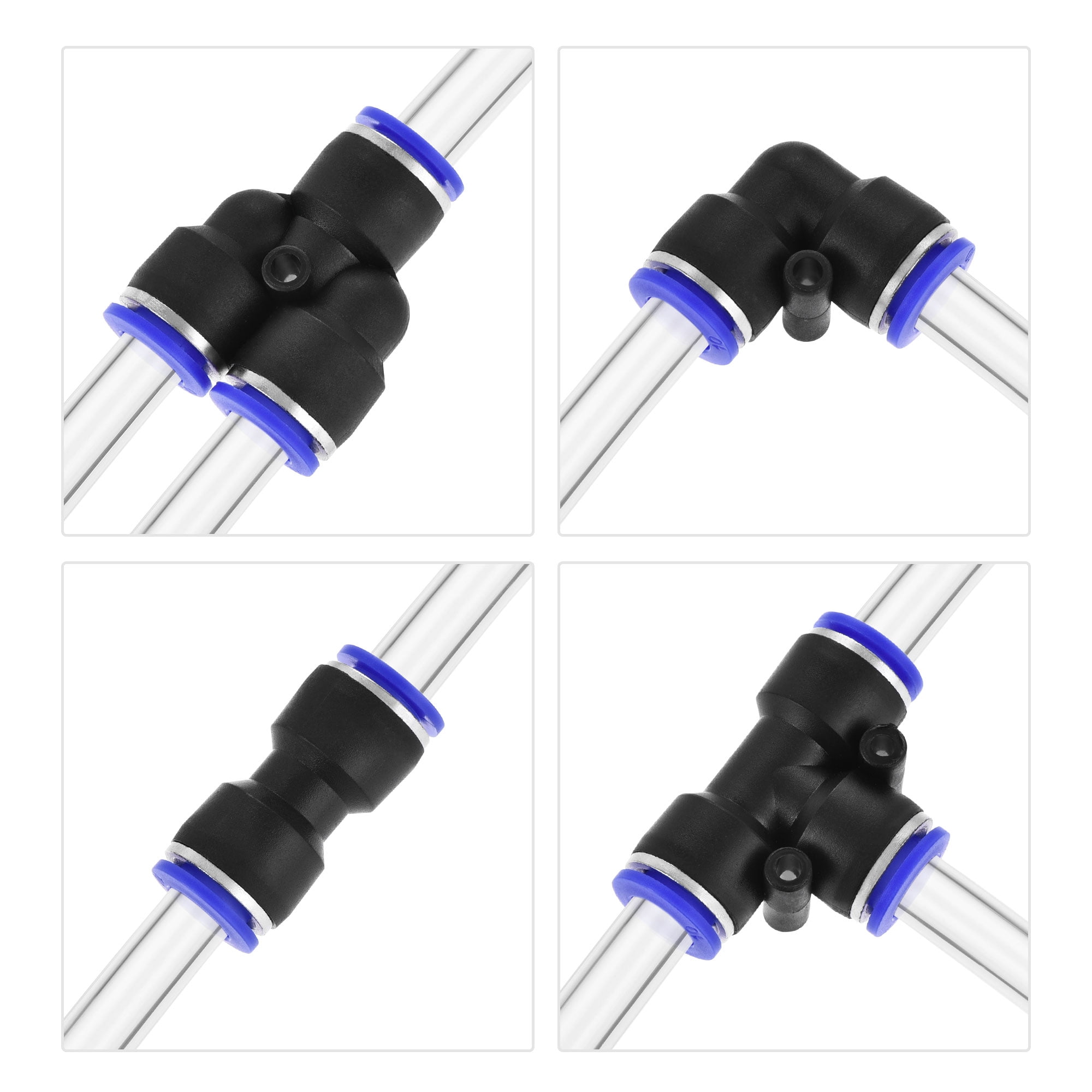 Uxcell 10mm OD PU Air Hose Tubing Kit 10 Meters Clear with 14 Pcs Fittings
