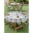 thumbnail image 4 of Outdoor Tablecloth with Umbrella Hole for Patio/Picnic/Party/Camping, Independence Day Waterproof Table Cloth Round Cover Washable, Eucalyptus Leaves Floral Wooden Plank (Dia 60"), 4 of 9