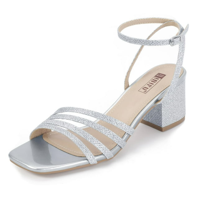 Sandalias de tacón IDIFU Silver Glitter para mujer talla 9