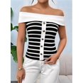 thumbnail image 5 of Womens Sweater Tops Summer Off Shoulder Sweaters Boat Neck Sleeveless Relaxed Fit Knitted Pullover Top White XL, 5 of 10