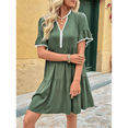 thumbnail image 4 of Robes Babydoll Fluides à Col en V pour Femmes, Été 2025, Manches Courtes, Robe Tunique Mini Décontractée, Vert m, 4 of 10