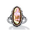 thumbnail image 1 of Genuine Oval-Shaped Abalone Ring in Antiqued Silvertone, 1 of 4