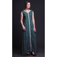 thumbnail image 3 of Bimba Feuilles Femmes Longue Florale Fête Col en V Robe Fendue devant Sans Manches Maxi Robe-Petit, 3 of 5