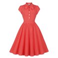 thumbnail image 1 of Vestido de Verano de Manga Corta para las Mujeres Impreso Diseño Grande Del Doblado, Cuello de Vuelta Vestido de Verano Casual, 1 of 8