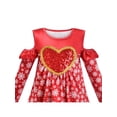 thumbnail image 4 of Robe Fille Rouge Épaules Dénudées Flocons de Neige Cœur Saint-Valentin 6 Ans, 4 of 5