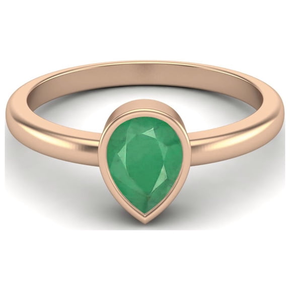 0.75 Cts Pear Shape Emerald 925 Sterling Silver Rose Vermeil Solitaire Women Valentines Day Gifts Rings